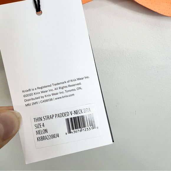 SOLD NWT KNIX thin strap padded v neck wire free bra melon orange Size 4 - Picture 10 of 11